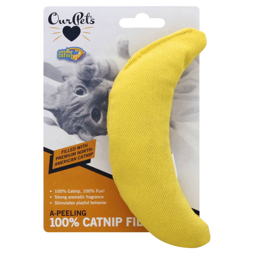 OurPet's A-Peeling 100% Catnip Filled Banana Cat Toy