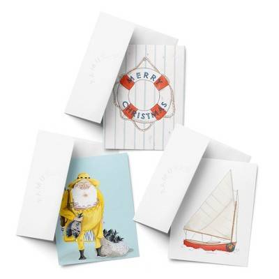 Lifebouy Merry Christmas, Santa Fisherman, Holiday Sailboat Winter/Holiday/Christmas Greeting Card Pack Sets (3 ct, Assorted) by Ramus & Co