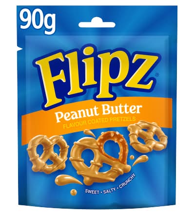 Flipz Peanut Butter, Coated Pretzel Snacks (90g)