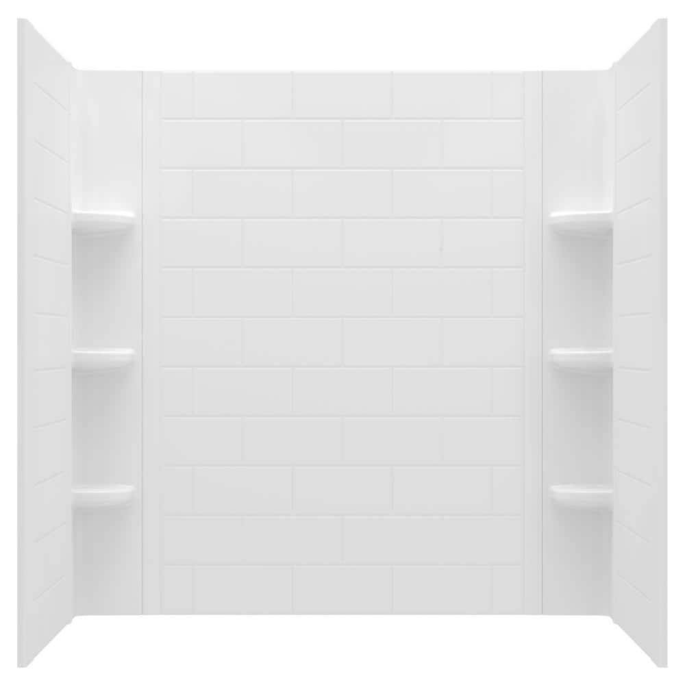 American Standard Ovation Curve 60 In. W X 60 In. H 3-Piece Glue Up Alcove Tub Surrounds In Arctic White