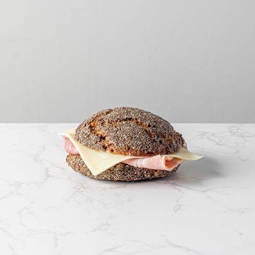 Chia Rye Roll with Ham & Gouda