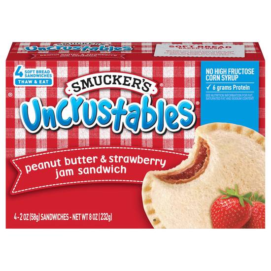 Smucker's Uncrustables Peanut Butter and Strawberry Jam Sandwich (4 ct)