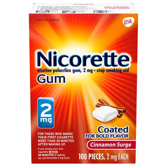 Nicorette Nicotine Cinnamon Surge 2 mg Stop Smoking Aid Gum (100 ct)