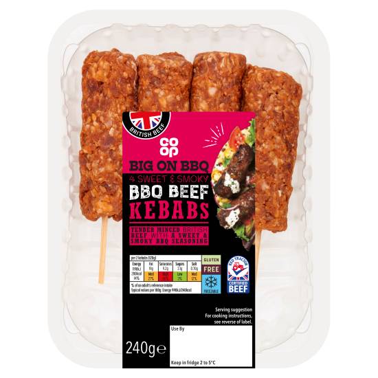 Co-Op Sweet & Smoky Bbq Beef Kebabs (4ct)