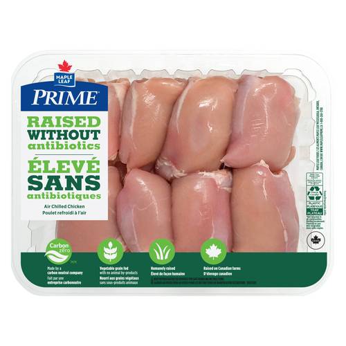 Prime Chicken Thighs Boneless Skinless Raised Without Antibiotics 736 g