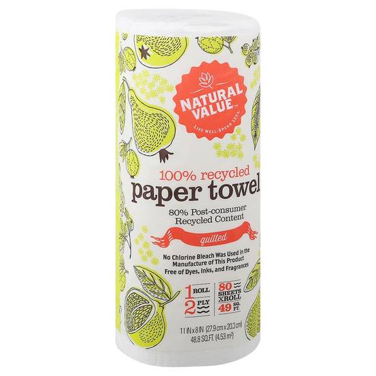 Recycled Quilted Paper Towels Natural Value 1 roll