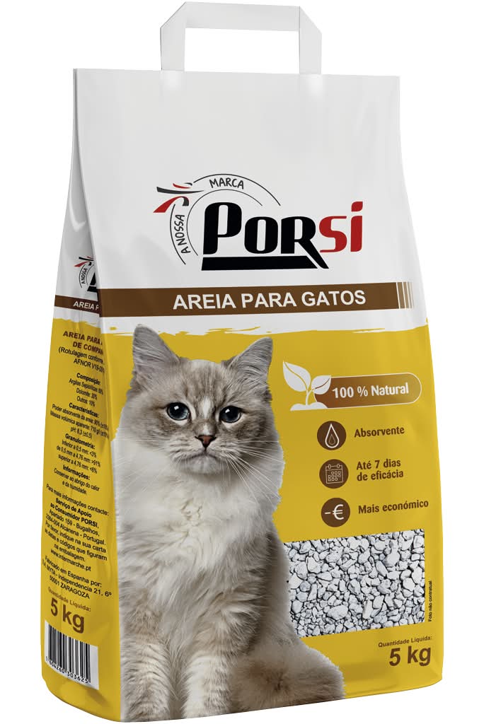PorSi - Areia para gatos 100% natural, 5 kg