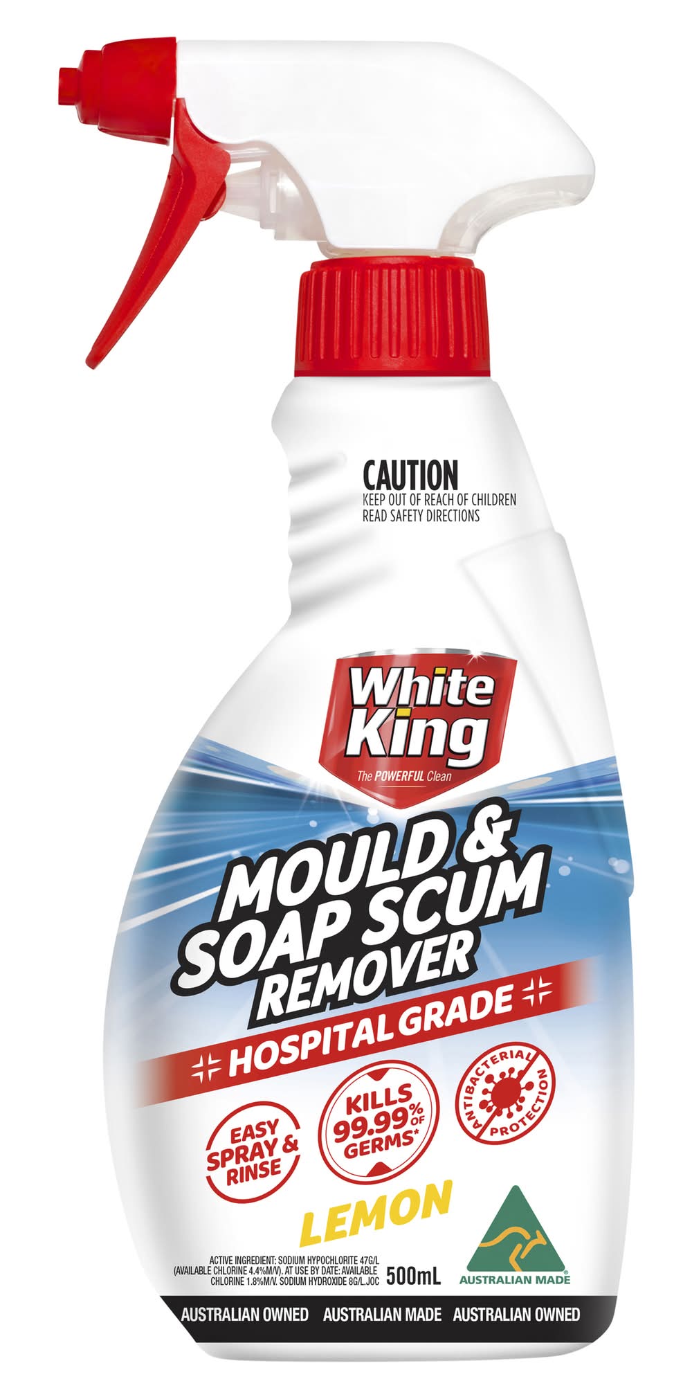 White King Mould & Soap Scum Remover, Lemon (500mL)