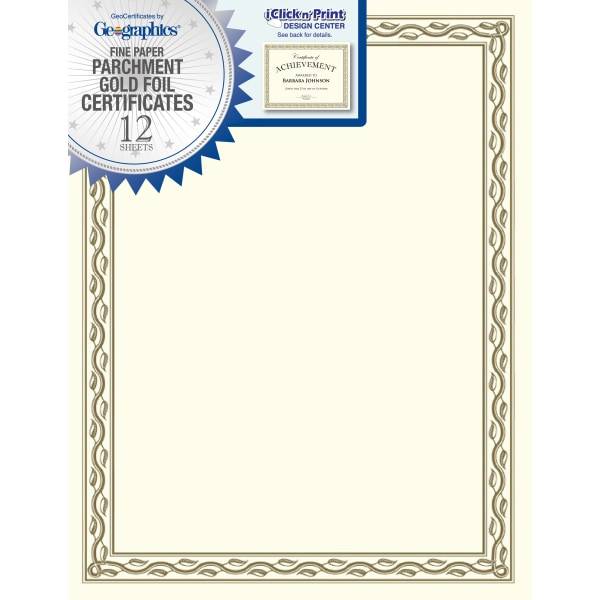 Geographics Parchment Certificates 8-1/2" X 11" Optima Blue