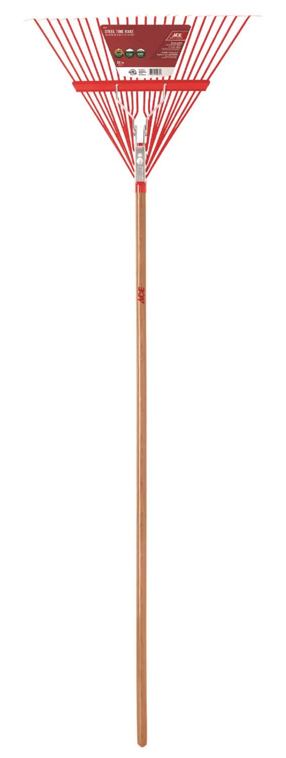 ACE 64.5 In. 22 Tine Steel Rake Wood Handle