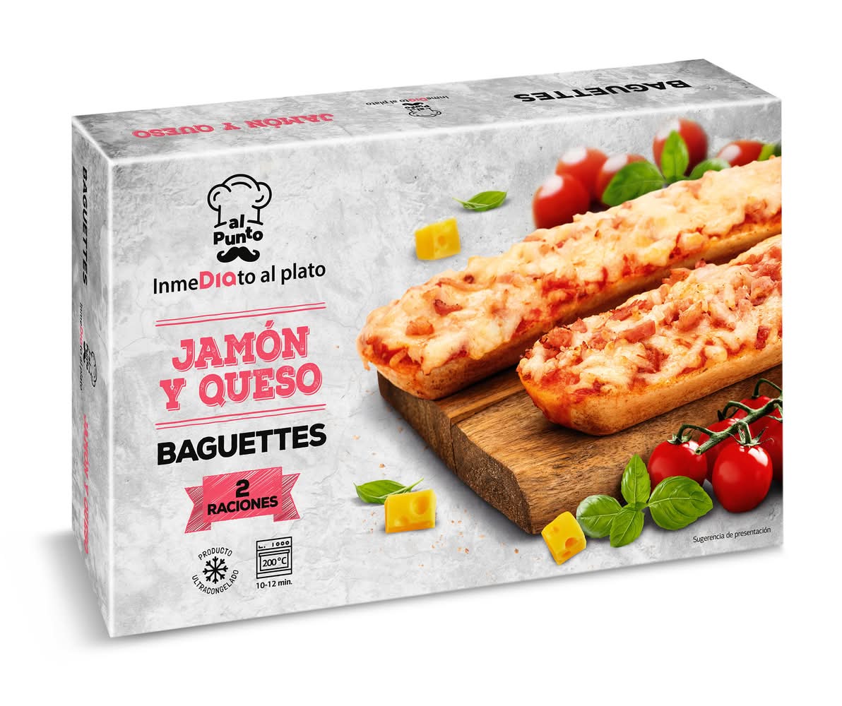 Baguette Jamón Y Queso 2 Unidades Al Punto Dia Caja 250 G