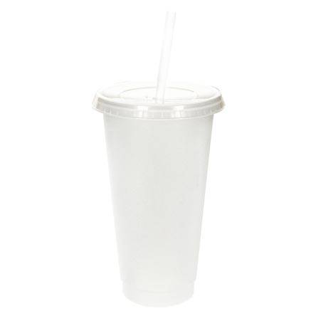 Vaso Con Popote 24x10.5cm   (Aprox 700ml) - Transparente