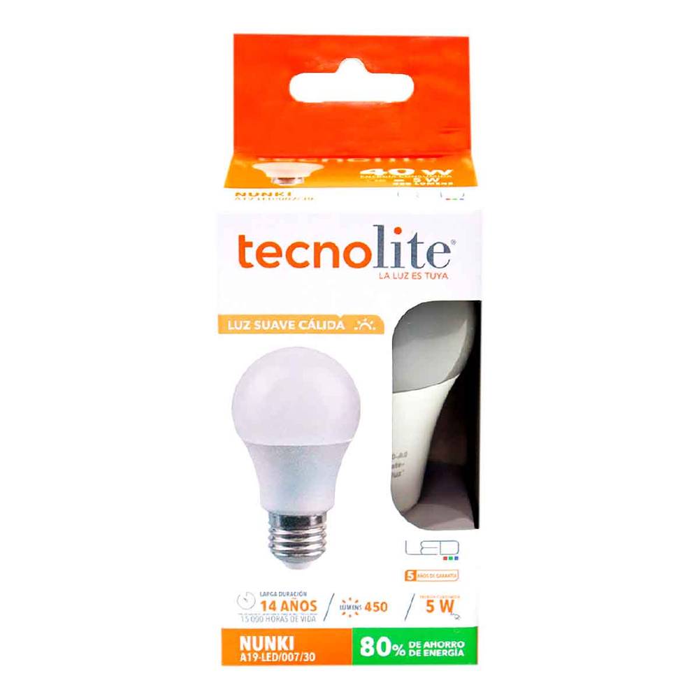 Tecnolite · Foco led 5w luz cálida