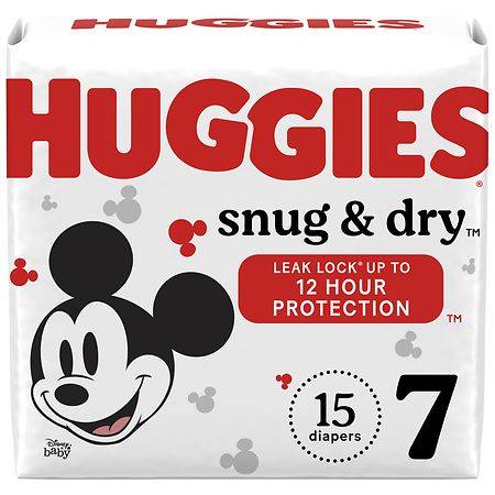 Huggies Snug & Dry Triple Layer Protection Baby Diapers, 7 (15 ct)