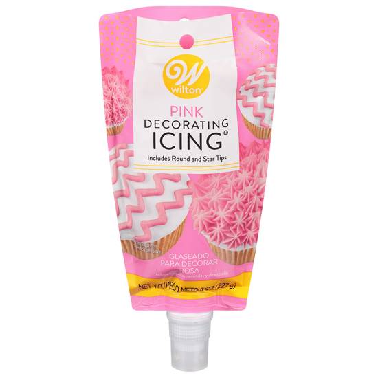Wilton Pink Decorating Icing With Round & Star Tips