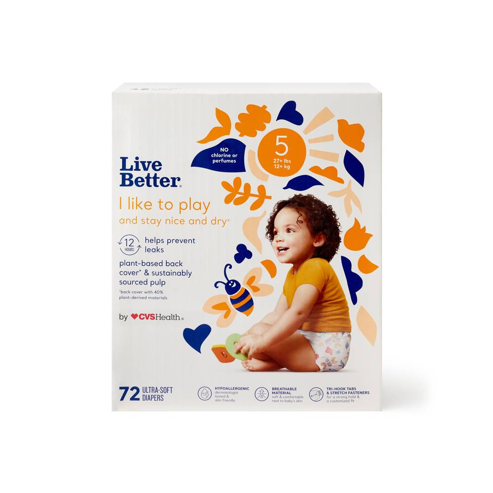 Live Better by CVS Health Diapers, Size 5, 72 CT