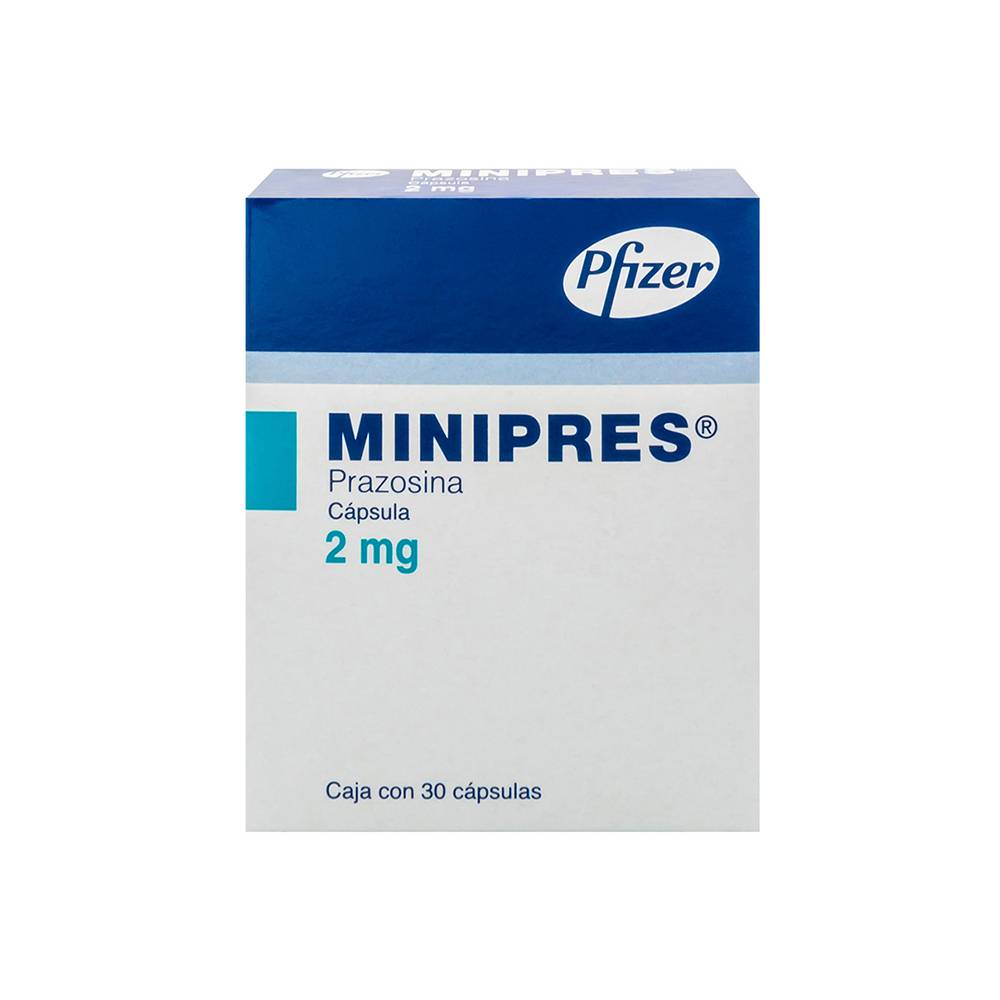 Pfizer minipres prazosina cápsulas 2 mg (30 piezas)