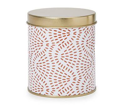 Golden Sands White & Orange Patterned Tin Candle, 12 oz.