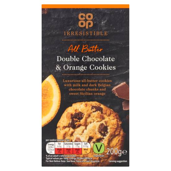 Co-Op Irresistible All Butter Double Chocolate & Orange Cookies 200g