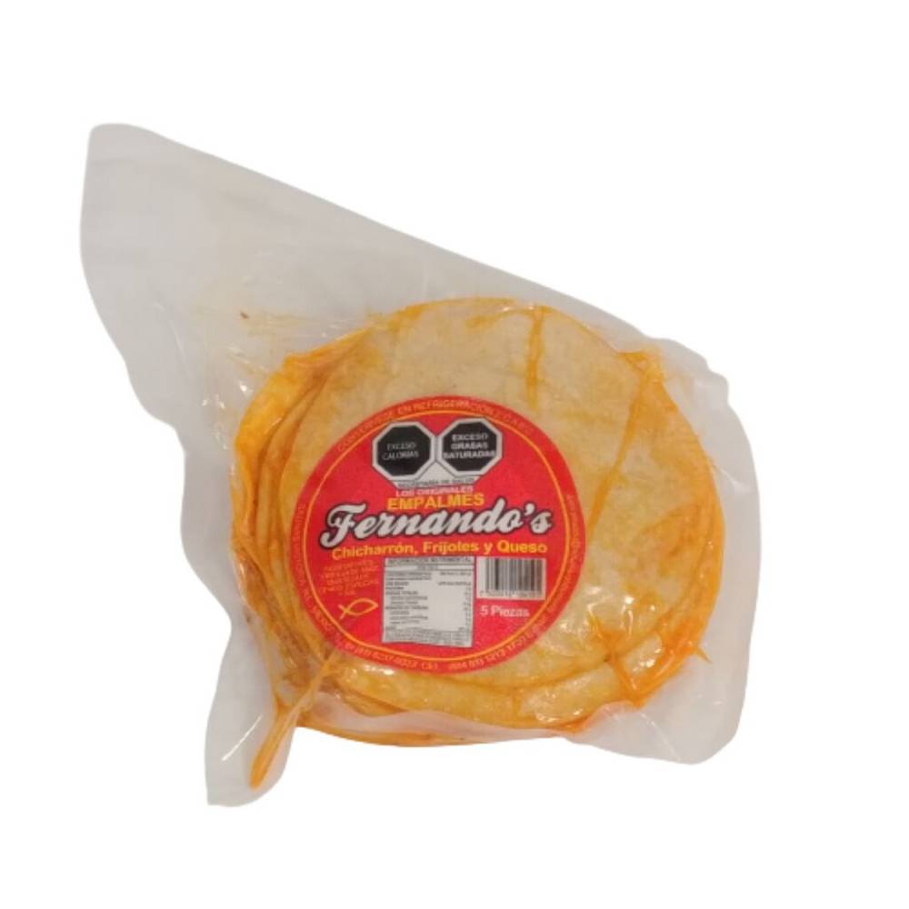 Fernando's empalmes de chicharrón, frijoles y queso (bolsa 5 piezas)