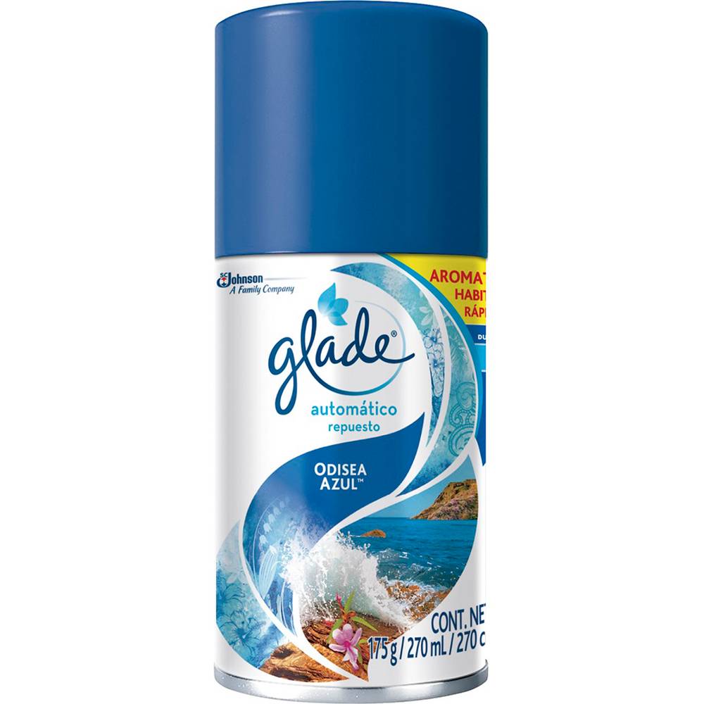 Glade repuesto aromatizante en spray odisea azul (270 ml)