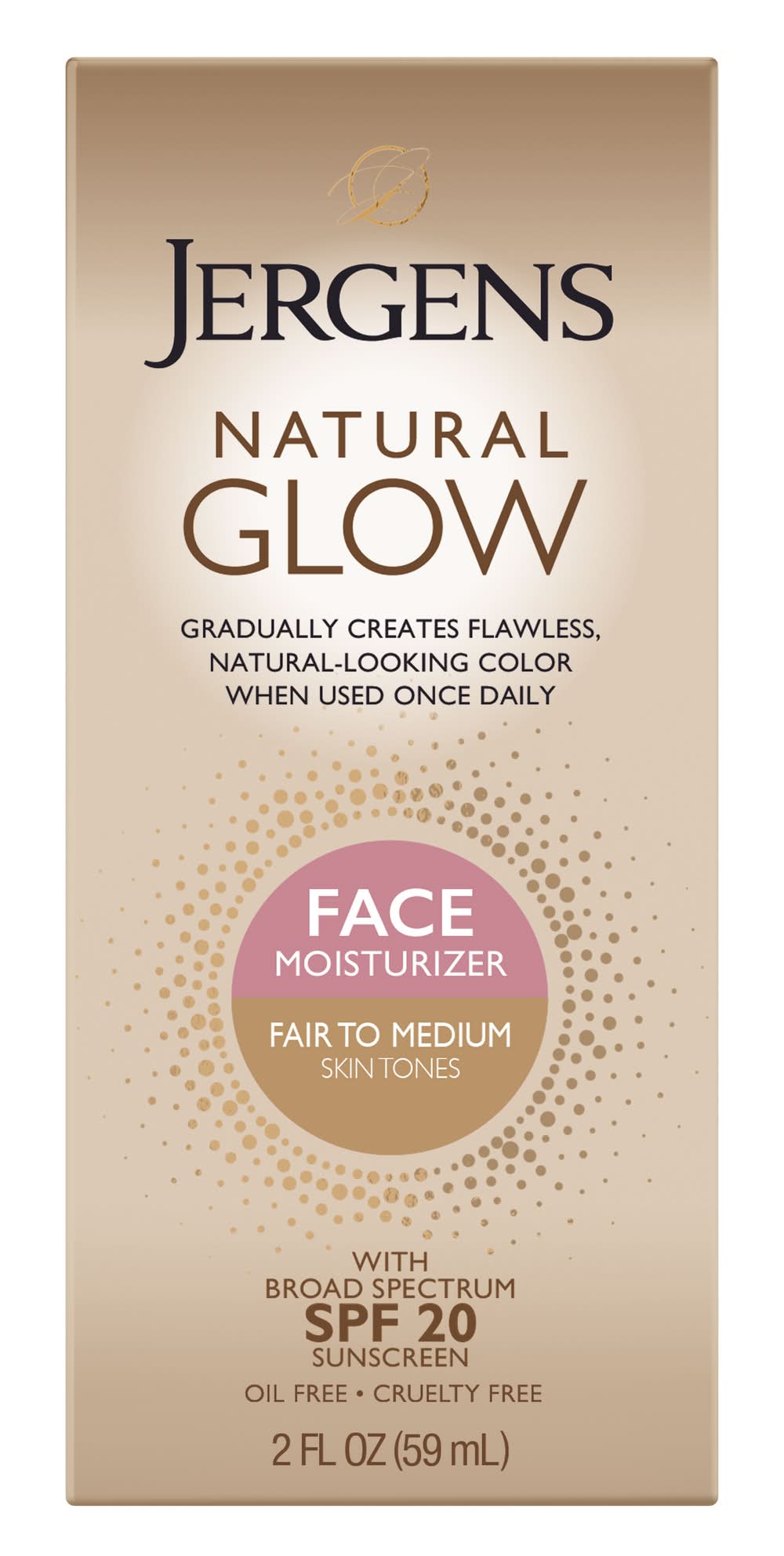 Jergens Natural Glow Broad Spectrum Spf 20 Sunscreen Fair To Medium Skin Tones Face Moisturizer (2 fl oz)