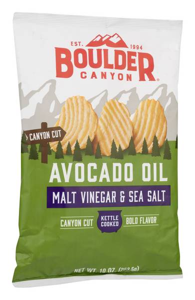 Boulder Canyon Avocado Oil Kettle Cooked Potato Chips, Malt Vinegar-Sea Salt (10 oz)