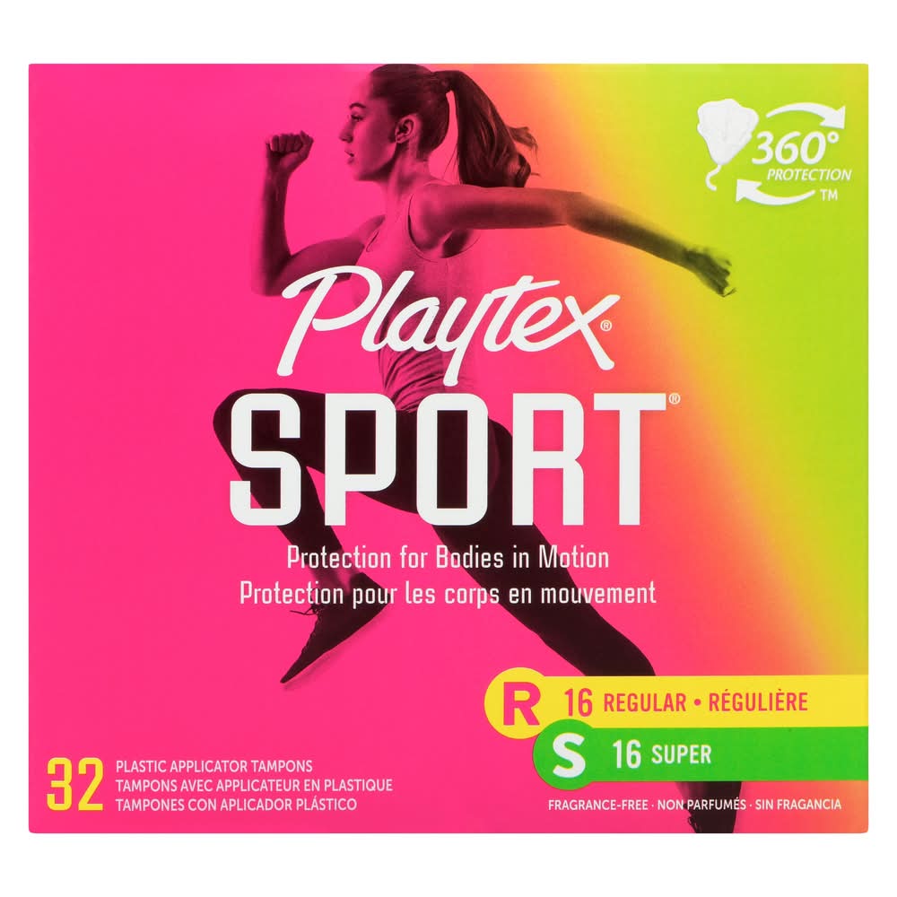Playtex Sport Regular & Super Unscented Athletic Tampons (32 ct)
