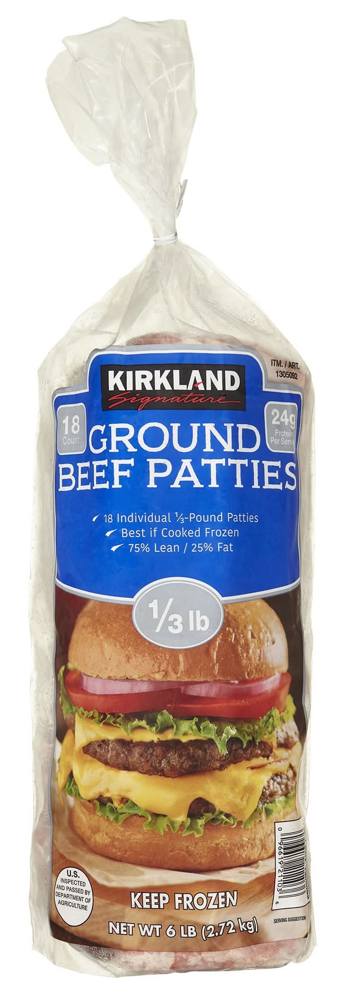 Kirkland Signature Ground Beef Patties (6 lbs, 18 ct)
