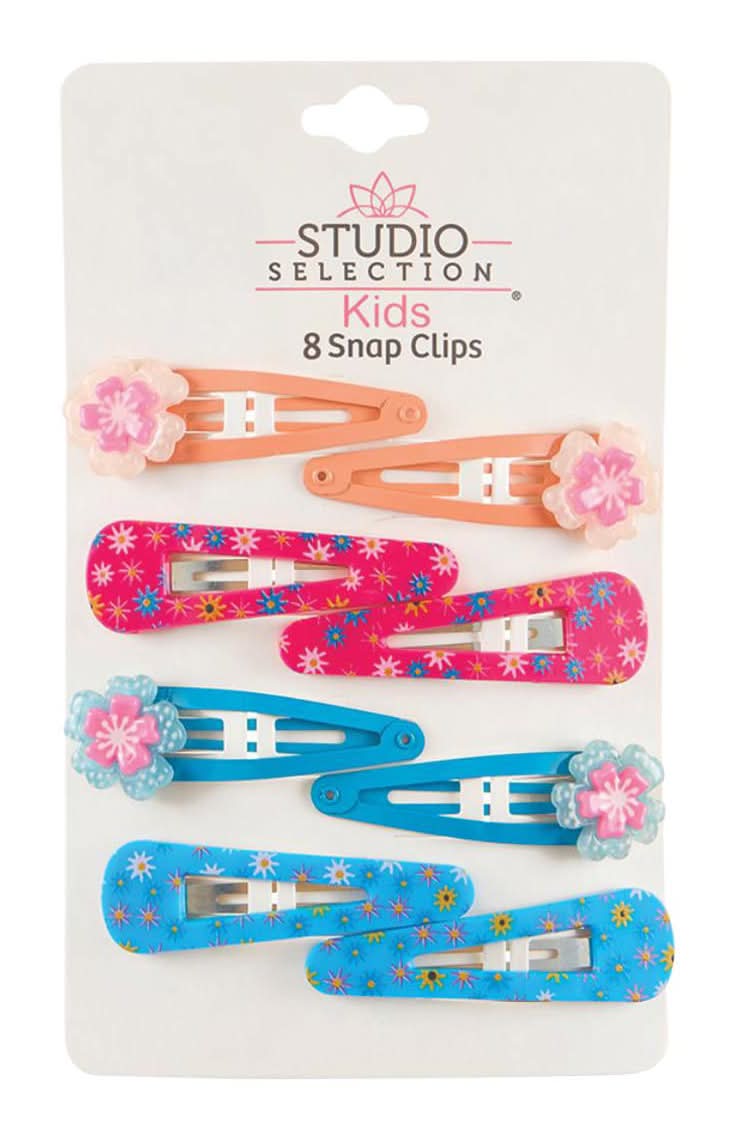 Studio Selection Kids Flower Snap Clips, Assorted (8 ct)