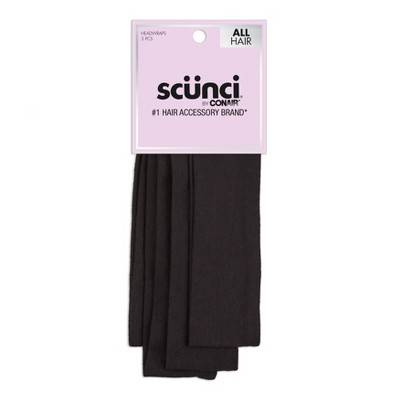 Scunci No Damage Stretch Fabric Headbands, Black (5 ct)