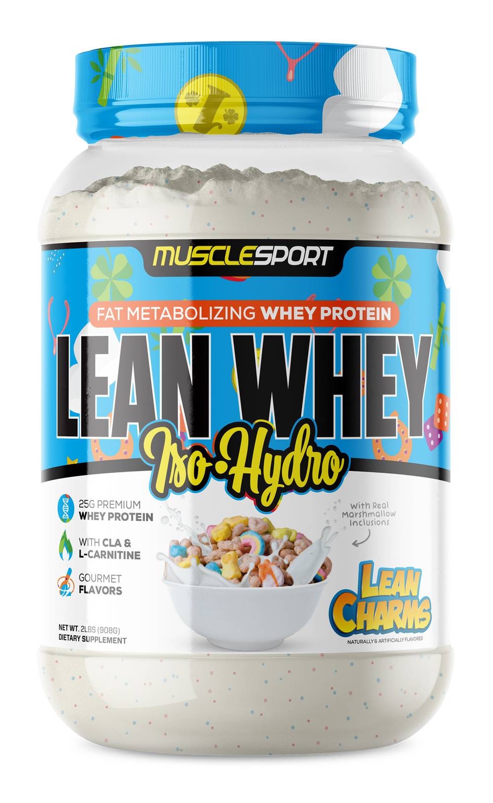 MuscleSport Lean Whey Iso-Hydro Protein Powder, Lean Charms (2 lbs)