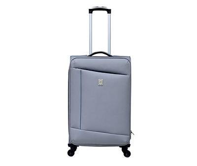 Gray & Blue Contrast-Lines Lightweight Softside Spinner Suitcase, (24")