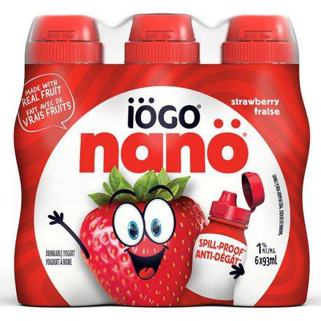 Iögo Nanö Drinkable Yogourt Strawberry (6 ct, 93 ml)