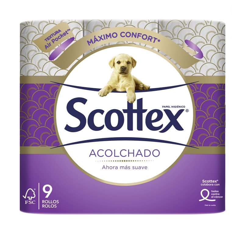 Scottex - Papel higiÃ©nico acolchoado, folha tripla, 9 rolos