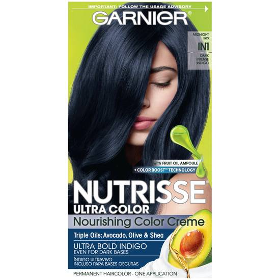 Garnier Nutrisse Ultra Color Nourishing Hair Color Creme, Dark Intense Indigo
