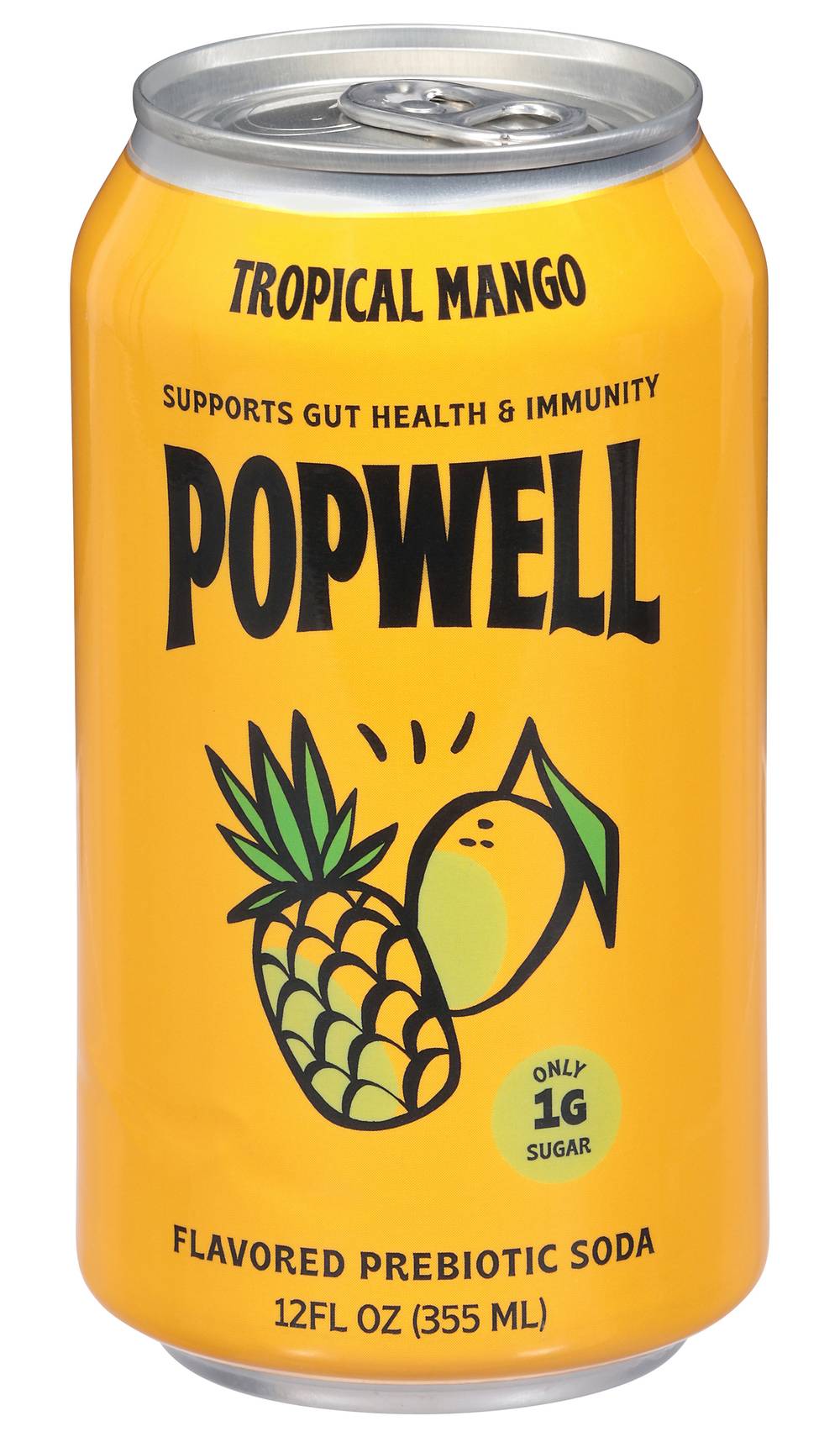 Popwell Probiotic Soda, Tropical Mango (12 fl oz)