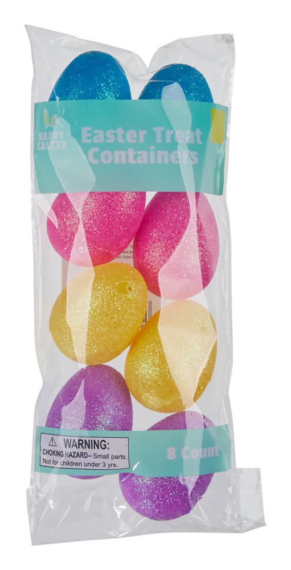 Happy Easter Glitter Egg Shaped Treat Containers 8 Ct Assorted