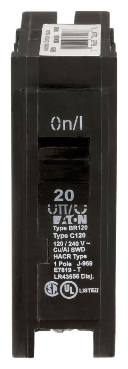 Eaton 20 Amps Plug In Single Pole Circuit Breaker