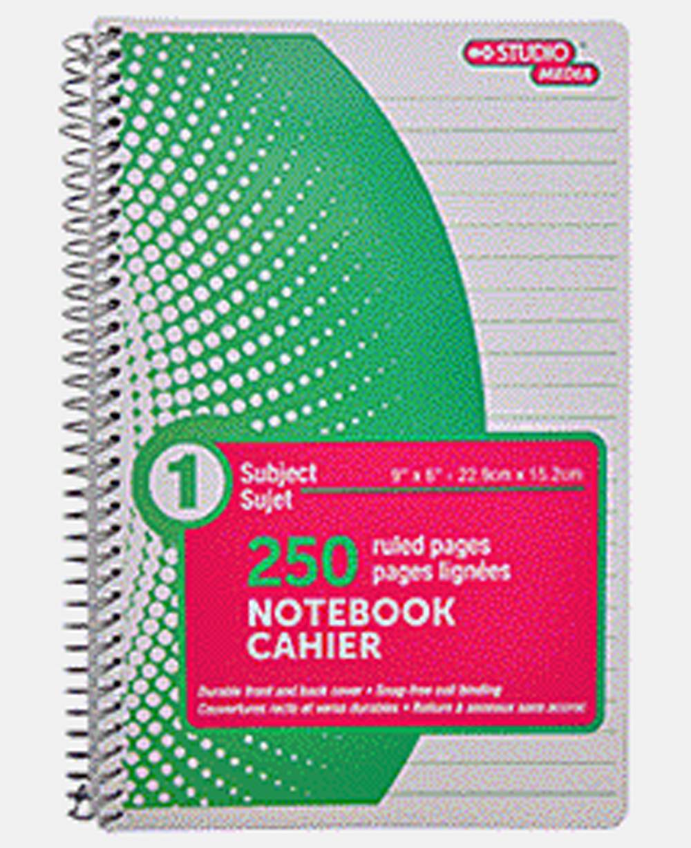 Studio Media Subject Sujet Spiral Notebook, 9"x6"