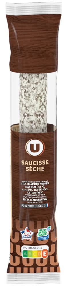 Les Produits U - Saucisse sèche pur porc (250g)