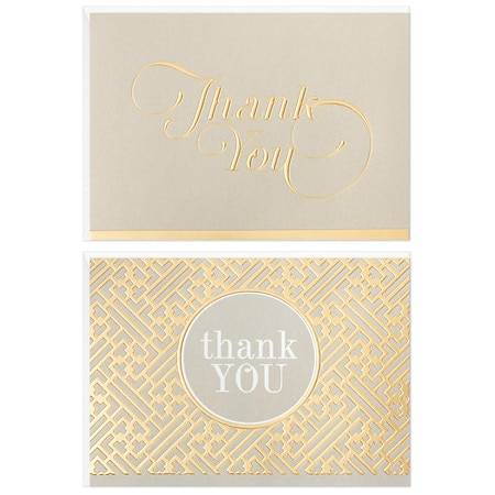 Hallmark Blank Thank You Notes (gray and gold)