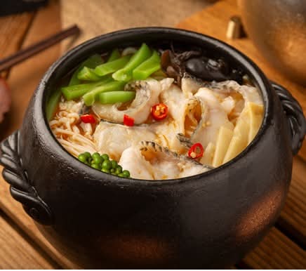 巴蜀香麻藤椒鱼米线 Green Peppercorn Fish Rice Noodle Soup With Mixed Vege