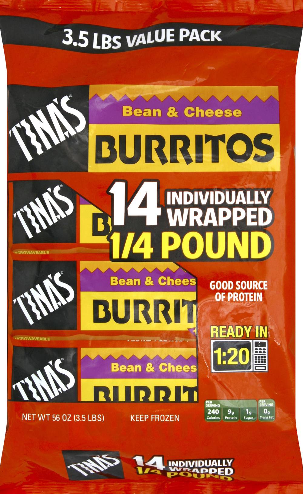 Tina's Bean and Cheese Burritos (3.5 lbs)