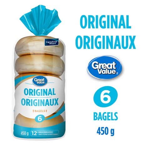 Great Value Original Bagels (450 g, 6 ct)