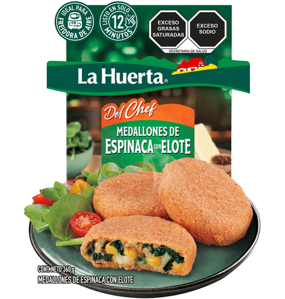 La Huerta · Medallones congelados, espinacas-elote (360 g)
