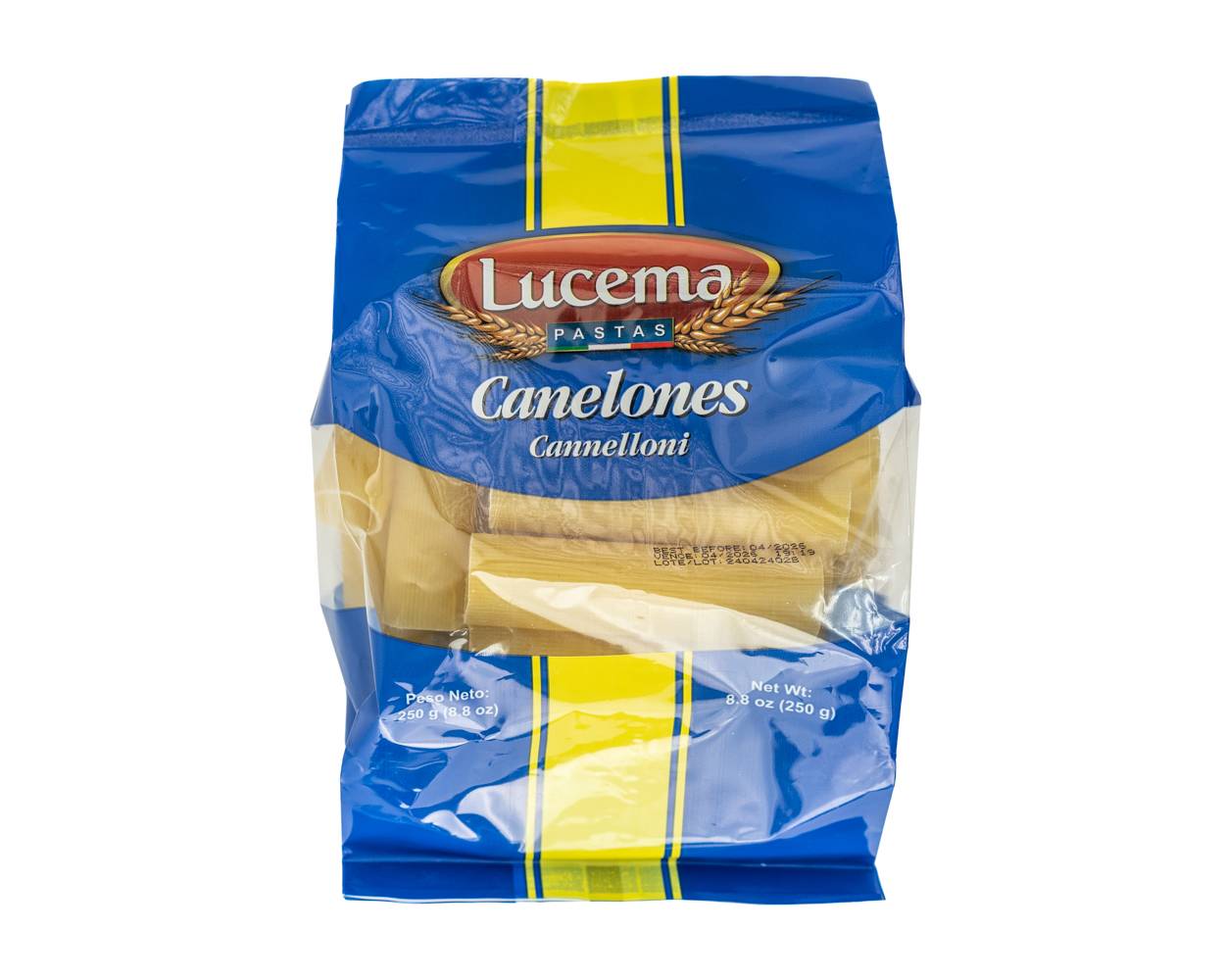 Lucema pasta canelones (bolsa 250 g)