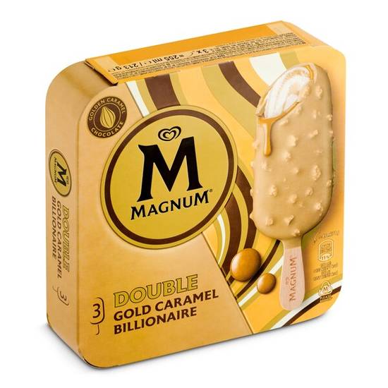 Helado Bombón Doble Gold Caramelo 3 unidades) Magnum Caja (213 g)