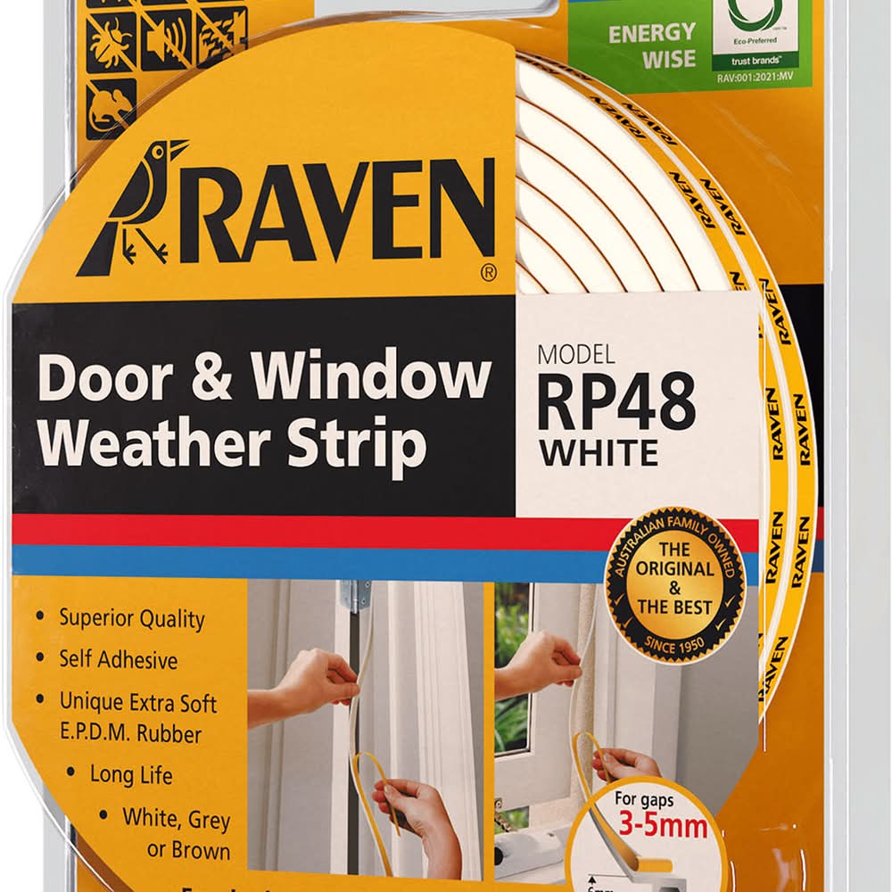 Raven 5000mm White RP48 Self Adhesive Weather Strip - 5000mm White