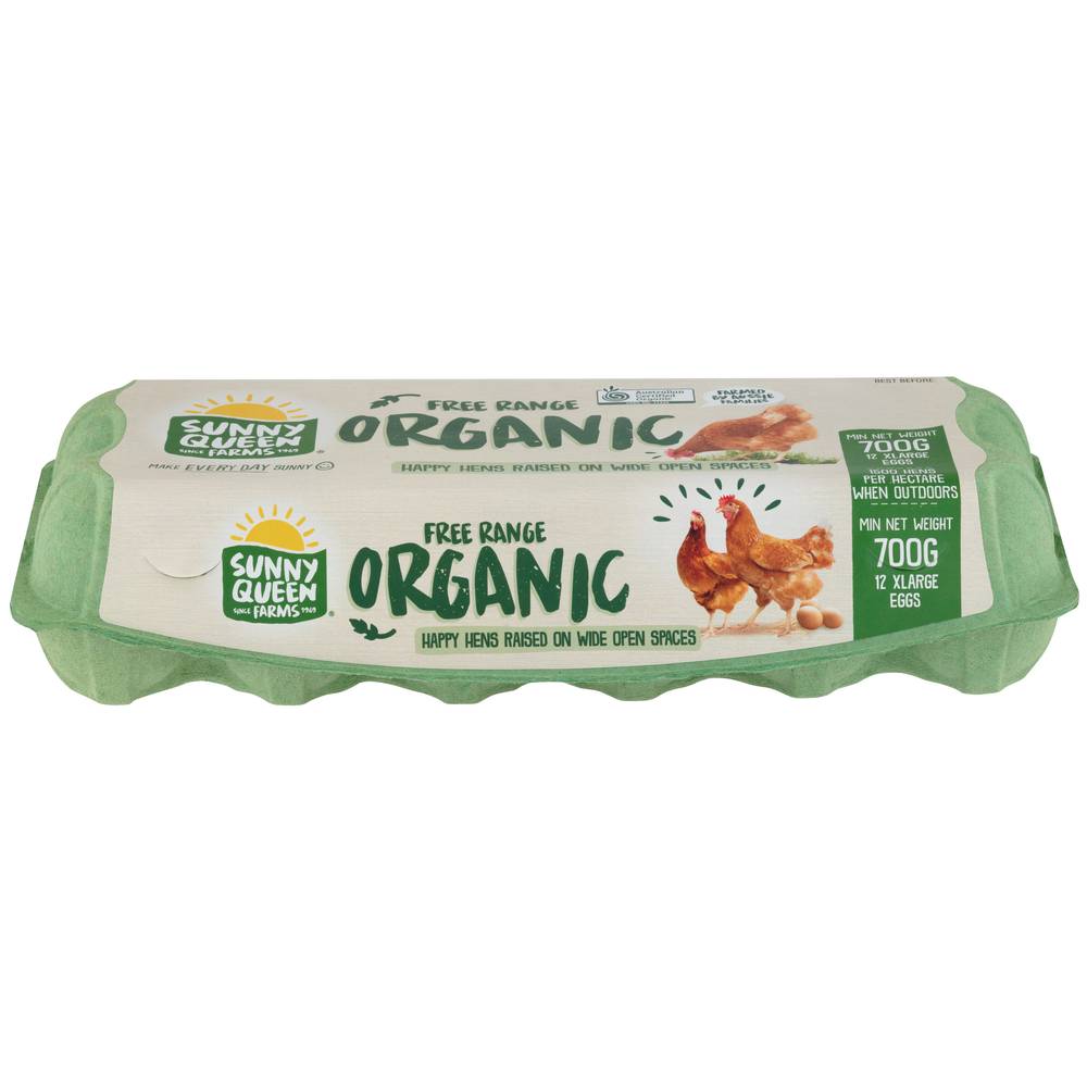 Sunny Queen Farms Free Range Organic Eggs, XLarge (700g, 12 pack)